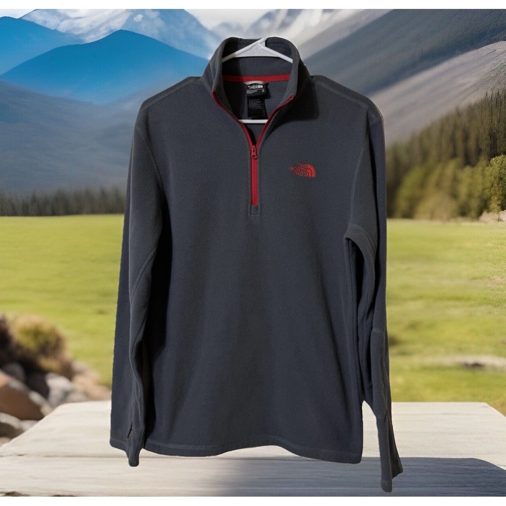 North Face Sweater Mens XS Grey TKA 100‎ Glacier Fleece Half Zip Pullover GREAT